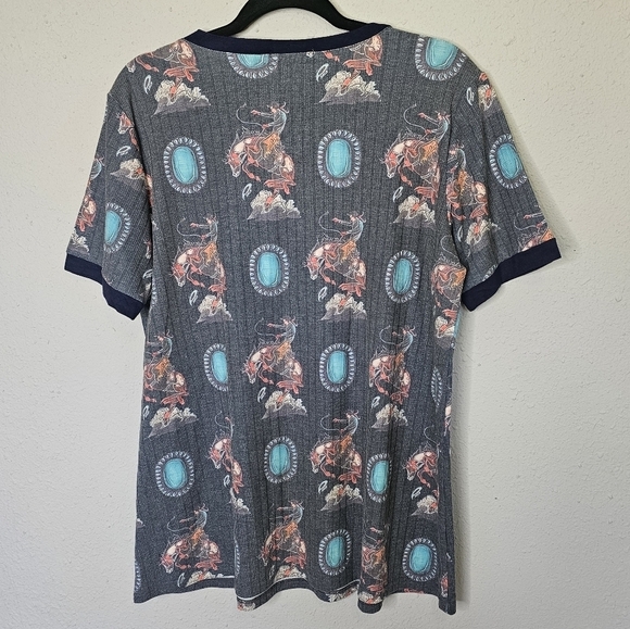 Southern Stitch Bucking Horse Riding Cowboy / Turquoise Jewel Print Size L Large - Picture 8 of 12